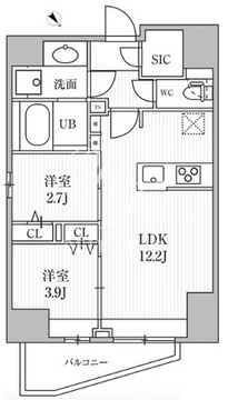 エスレジデンス目黒大岡山ブレサ 201 間取り図