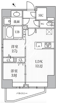 エスレジデンス目黒大岡山ブレサ 401 間取り図