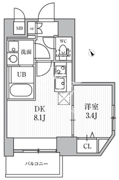 エスレジデンス目黒大岡山ブレサ 202 間取り図