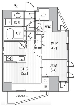 エスレジデンス目黒大岡山ブレサ 1001 間取り図