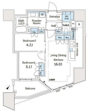 パークホームズ文京本駒込 404 間取り図