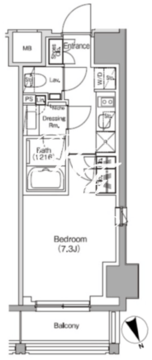 ザ・パークハビオ飯田橋プレイス 801 間取り図