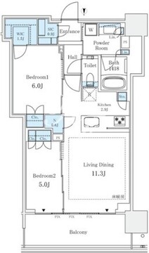 グランドシティタワー月島 2923 間取り図