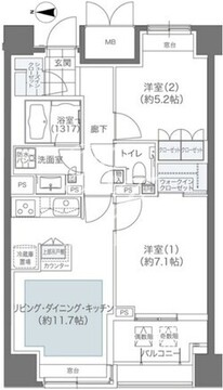 メゾンカルム本郷 1403 間取り図