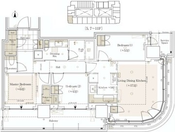 パークシティ中野ザタワーエアーズ 5階80.00㎡ 間取り図