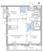 ロヴィーネ目黒東山 406 間取り図
