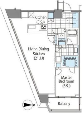 コンフォリア新宿イーストサイドタワー 2313 間取り図