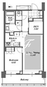 ブリリアイストタワー勝どき 16階55.04㎡ 間取り図