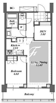 ブリリアイストタワー勝どき 20階55.04㎡ 間取り図