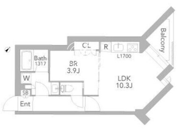 グランデュオ桜新町 303 間取り図