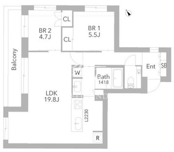 グランデュオ桜新町 401 間取り図