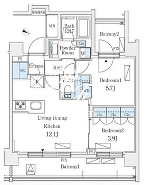 シーズンフラッツ町屋 401 間取り図