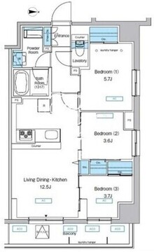 プレディアコート北千住 801 間取り図