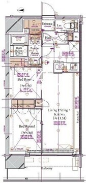 ブランシエスタ浅草蔵前 1303 間取り図