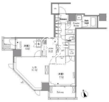 レジディアタワー目黒不動前 2110 間取り図