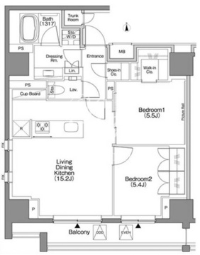 ザ・パークハビオSOHO新宿御苑 1301 間取り図