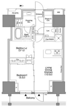 ザ・パークハビオSOHO新宿御苑 1304 間取り図