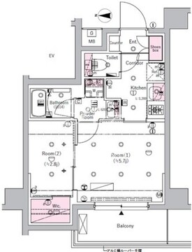 シーフォルム北千住 203 間取り図