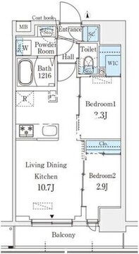 プライムブリス深川住吉 1002 間取り図