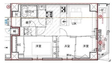 エスグランデ大島ガーデンテラス 501 間取り図