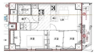 エスグランデ大島ガーデンテラス 601 間取り図