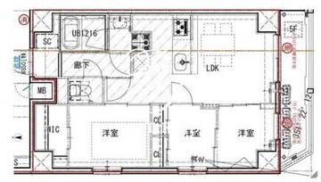 エスグランデ大島ガーデンテラス 801 間取り図