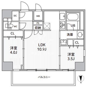 エスレジデンス住吉アクアハト 703 間取り図