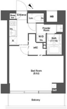 ディームス目黒行人坂 202 間取り図