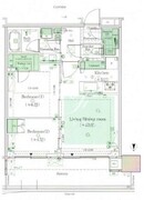 晴海フラッグ PARK-T-35階55.34㎡ 間取り図