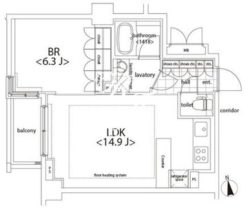 カスタリア麻布十番 505 間取り図