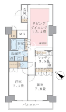 ブリリアイスト東雲キャナルコート 1307 間取り図