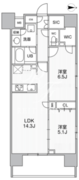 ザ・パームス熊野前 703 間取り図