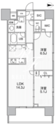 ザ・パームス熊野前 1003 間取り図