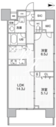 ザ・パームス熊野前 1203 間取り図