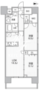 ザ・パームス熊野前 1303 間取り図