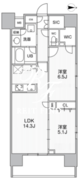 ザ・パームス熊野前 1403 間取り図