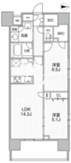 ザ・パームス熊野前 205 間取り図