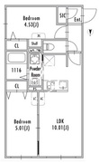 グランパセオ明大前4 206 間取り図
