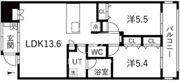 シティコート目黒 3-208 間取り図