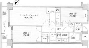 プライムアーバン目黒リバーフロント 1202 間取り図