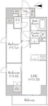 ルミーク錦糸町 1407 間取り図