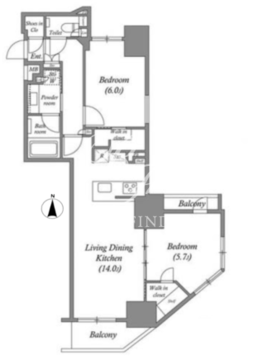 ザ・パークハビオ上野 401 間取り図