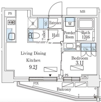 シーズンフラッツ町屋 406 間取り図