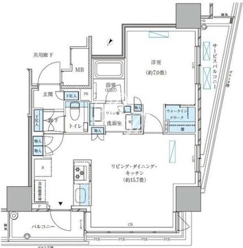 パークアクシス五反田スカイタワー 301 間取り図