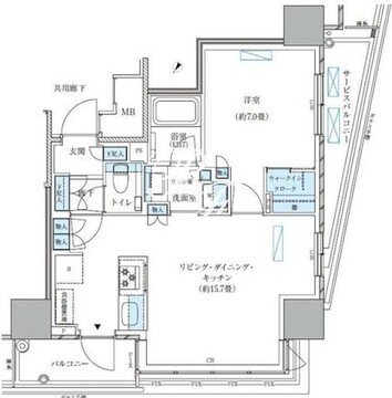 パークアクシス五反田スカイタワー 701 間取り図