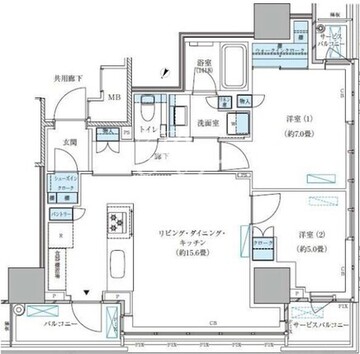パークアクシス五反田スカイタワー 1101 間取り図