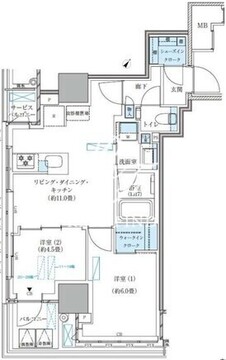 パークアクシス五反田スカイタワー 1107 間取り図