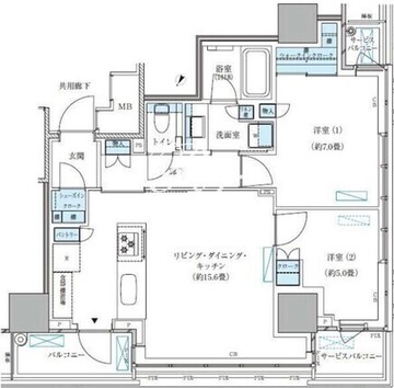 パークアクシス五反田スカイタワー 2101 間取り図