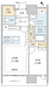 リビオタワー品川 11階42.51㎡ 間取り図
