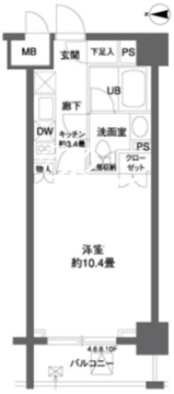 パークキューブ神田 704 間取り図